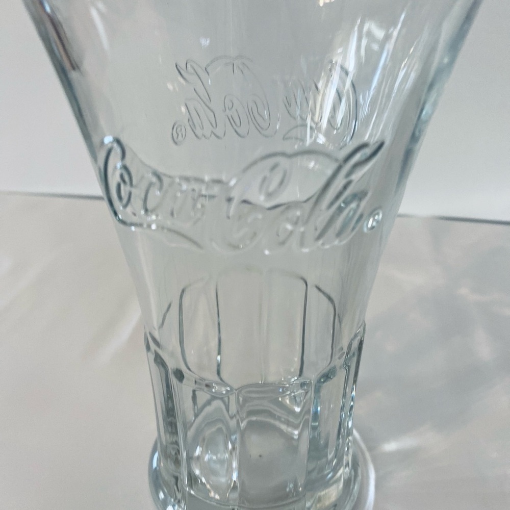 Vtg Set of 2 Libbey Coca-Cola Flared 16oz Clear Glass 6" Tumbler Cups Coke - Picture 2 of 6